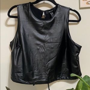 Forever 21 plus black faux leather crop top